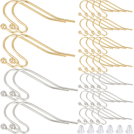 300 шт. 2 цвета латунные крючки для сережек, провод уха, с 300 пластиковыми ушными гайками