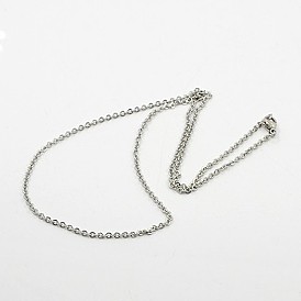 Cable Chain Necklace for Men, 304 Stainless Steel Necklaces, with Lobster Claw Clasps, 17.7 inch(45cm), 1mm