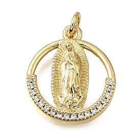 Религиозные латунные подвески с прозрачным кубическим цирконием, кольцо с подвесками Девы Марии