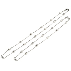 304 Stainless Steel Box Chain Oval Link Necklaces