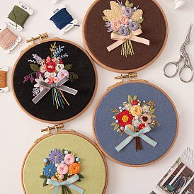 Embroidery handmade diy material bag beginners self-embroidered flowers  embroidery small ornaments fabric gifts for boyfriend