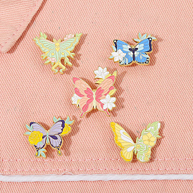 Creative floral glass lily colorful butterfly shape design exquisite fashion versatile badge metal brooch