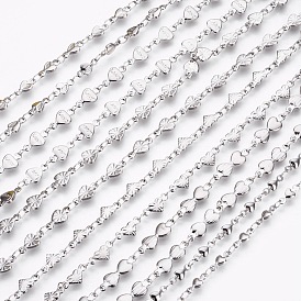 304 Stainless Steel Link Chains Necklaces, with Lobster Claw Clasps, Heart