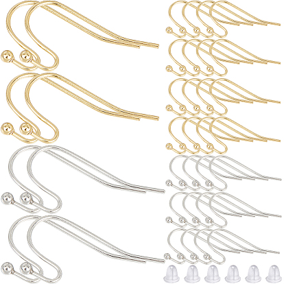 300 шт. 2 цвета латунные крючки для сережек, провод уха, с 300 пластиковыми ушными гайками