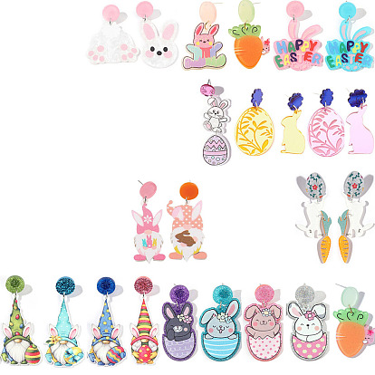 Пасхальные акриловые серьги-подвески, кролик