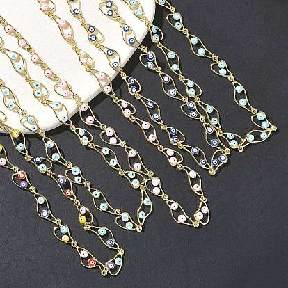 Ожерелья-цепочки из латуни с эмалью и сглазом, стойки покрытие, долговечный, без кадмия и без свинца, реальный 18 k позолоченный