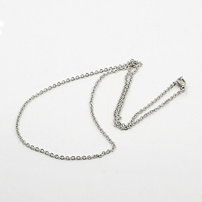 Cable Chain Necklace for Men, 304 Stainless Steel Necklaces, with Lobster Claw Clasps, 17.7 inch (45cm), 1mm