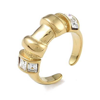 304 anillos abiertos de acero inoxidable con diamantes de imitación para mujer