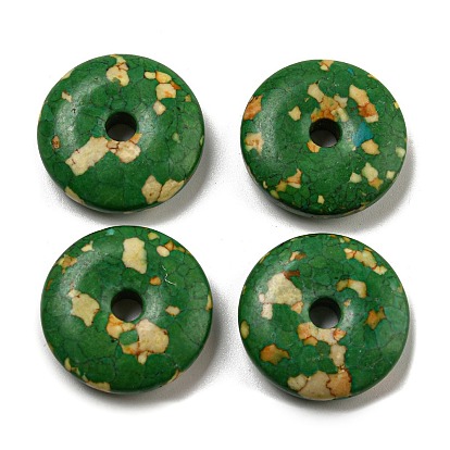 Dyed Synthetic Turquoise Pendants, Donut Charms