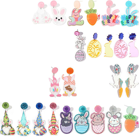 Пасхальные акриловые серьги-подвески, кролик