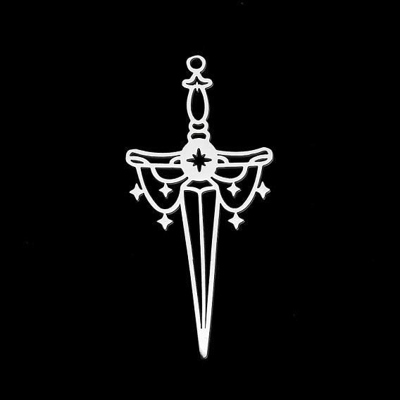 304 Stainless Steel Pendants, Laser Cut, Sword