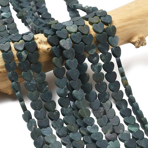 Природные моховой агат бисер нитей, матовые, сердце