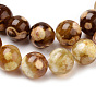 Natural Fire Crackle Agate Beads Strands, Dyed & Heated, Round