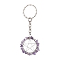 Gemstone Pendants Keychain, with Iron Clasp Finding, Ring with Star
