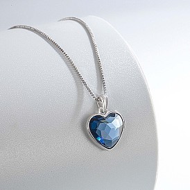 925 ожерелья с подвесками в виде сердец из стерлингового серебра и граненого стекла, серебряный цвет гальваническим