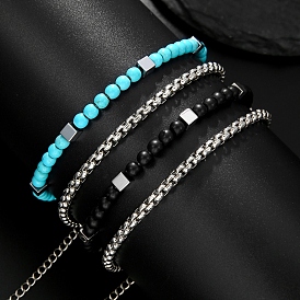 Gemstone & Alloy Set Bracelets, Jewely for Men