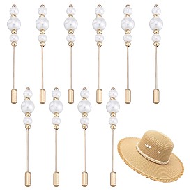 10pcs broches en laiton, avec perle de verre