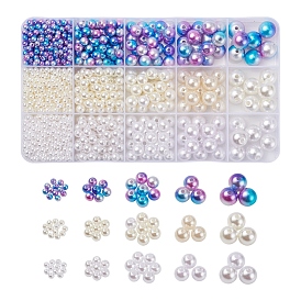 15 perles en plastique d'imitation de style abs, ronde