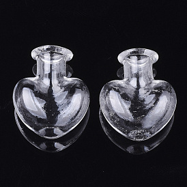 Handmade One Hole Blown Glass Globe Cover, For Bottle Pendant Making, Heart