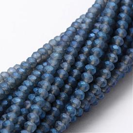 Full Rainbow Plated Faceted Rondelle Glass Bead Strands, Frosted