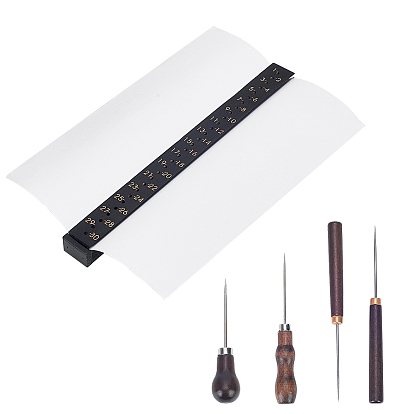 1 Bag Wood Bookbinding Signature Punching Tool Awl Guide, 3Pcs 3 Styles Wooden Awl Pricker Sewing Tool