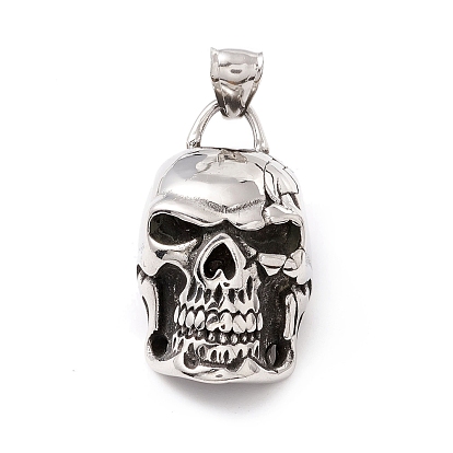 Tibetan Style 304 Stainless Steel Pendants, Skull