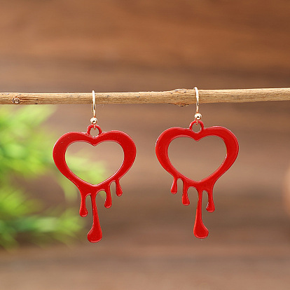 Valentine's Day Alloy Enamel Dangle Earrings, Heart