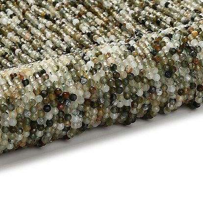 Естественный зеленый Rutilated кварцевые нити бисера, граненые круглые