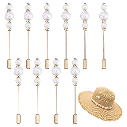 10pcs broches en laiton, avec perle de verre