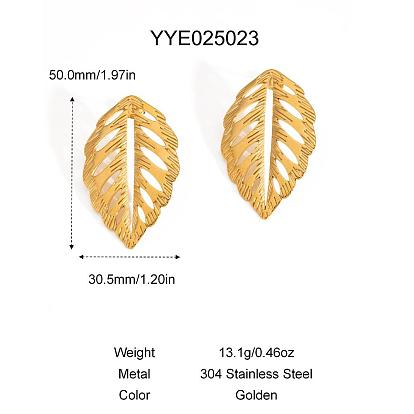 Серьги-гвоздики из нержавеющей стали в форме полых листьев для женщин, золотые