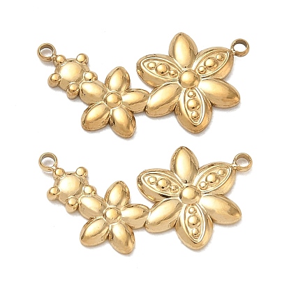 Pendentifs en acier inoxydable, charmes de fleurs, placage ionique (ip)
