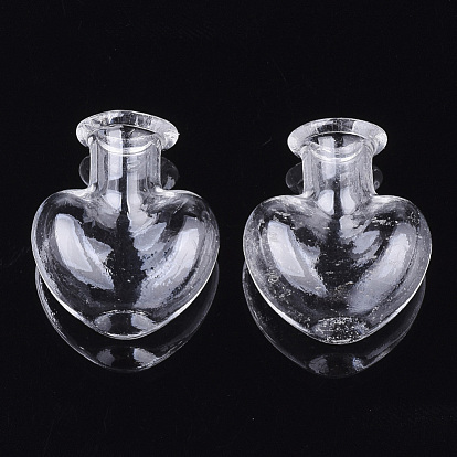 Handmade One Hole Blown Glass Globe Cover, For Bottle Pendant Making, Heart