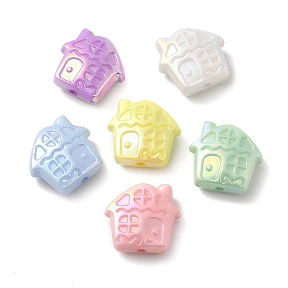 UV Plating Opaque Acrylic Beads, Iridescent, House