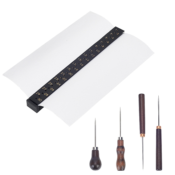 1 Bag Wood Bookbinding Signature Punching Tool Awl Guide, 3Pcs 3 Styles Wooden Awl Pricker Sewing Tool