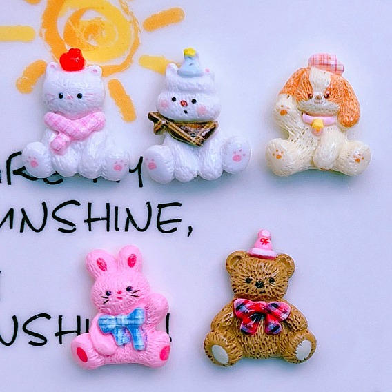 Кабошоны из непрозрачной смолы на тему животных, разнообразные