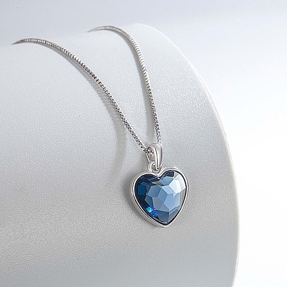 925 ожерелья с подвесками в виде сердец из стерлингового серебра и граненого стекла, серебряный цвет гальваническим