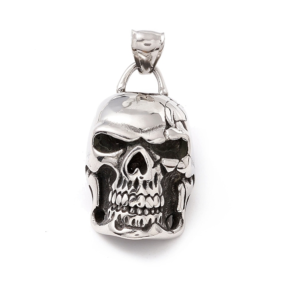 Tibetan Style 304 Stainless Steel Pendants, Skull