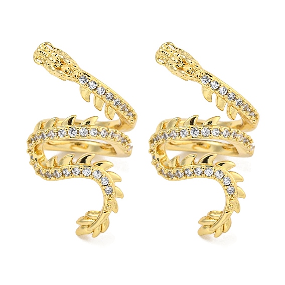 Серьги-манжеты из циркония, дракон