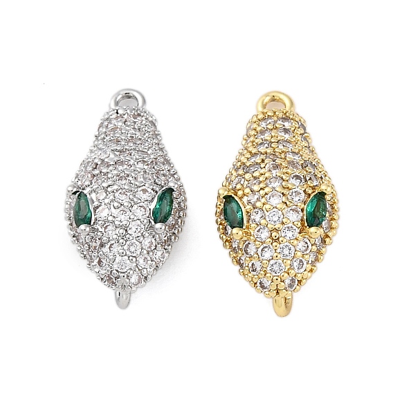 Шармы-соединители из прозрачного и зеленого кубического циркония из латуни, без кадмия, без никеля и без свинца, змеиные ссылки