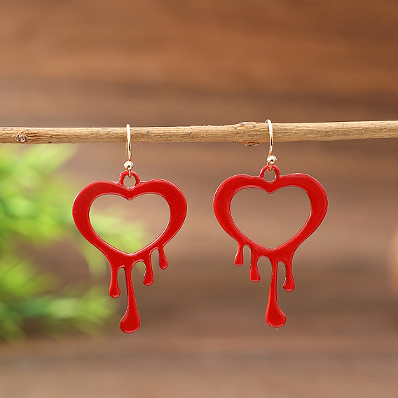 Valentine's Day Alloy Enamel Dangle Earrings, Heart