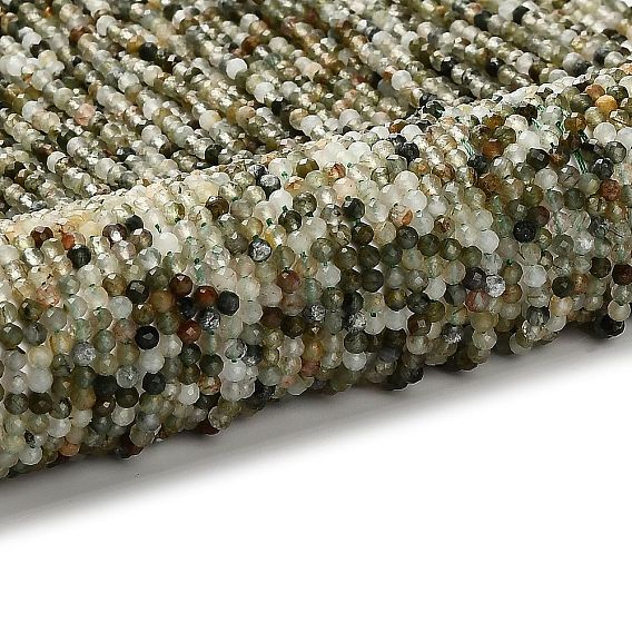 Естественный зеленый Rutilated кварцевые нити бисера, граненые круглые