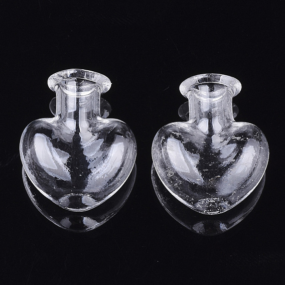 Handmade One Hole Blown Glass Globe Cover, For Bottle Pendant Making, Heart