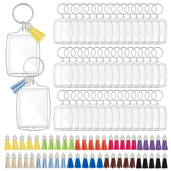 Набор для изготовления брелка своими руками, включая акриловый брелок для фоторамки, Искусственные замши кисточкой подвесные украшения