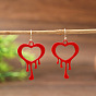Valentine's Day Alloy Enamel Dangle Earrings, Heart