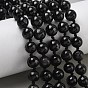 Нити бусин из натуральной черной серебряной яшмы, круглые