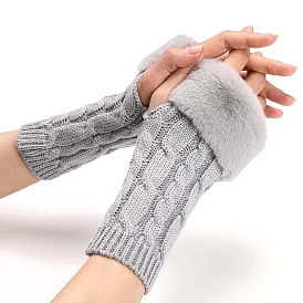 Acrylic Fibers Knitting Fingerless Gloves, Arm Warmer, Winter Warm Gloves with Thumb Hole