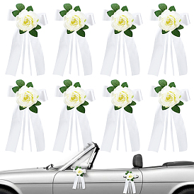 Decoraciones de fiesta de flores y hojas artificiales de tela, con cinta de poliéster