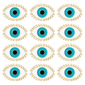 12Pcs Evil Eye Enamel Pin, Alloy Enamel Brooch for Backpack Clothing, Light Gold