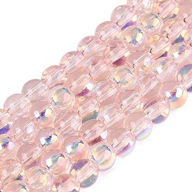 Electroplate Transparent Glass Beads Strands, Round, AB Color Plated