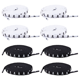 4 пары 2 цветные полиэстеровые плоские шнурки, Рисунок черепа